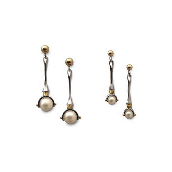Silver and gold pearl earrings - Jeremy Heber Jewellery