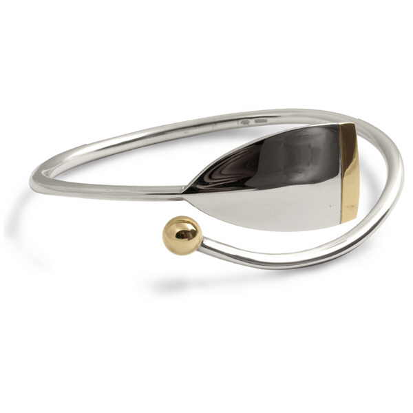 Silver and gold oar bangle - Jeremy Heber Jewellery